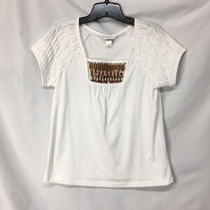 Christopher & Banks Women’s White Short Sleeve Blouse Size PM NEW with Tags